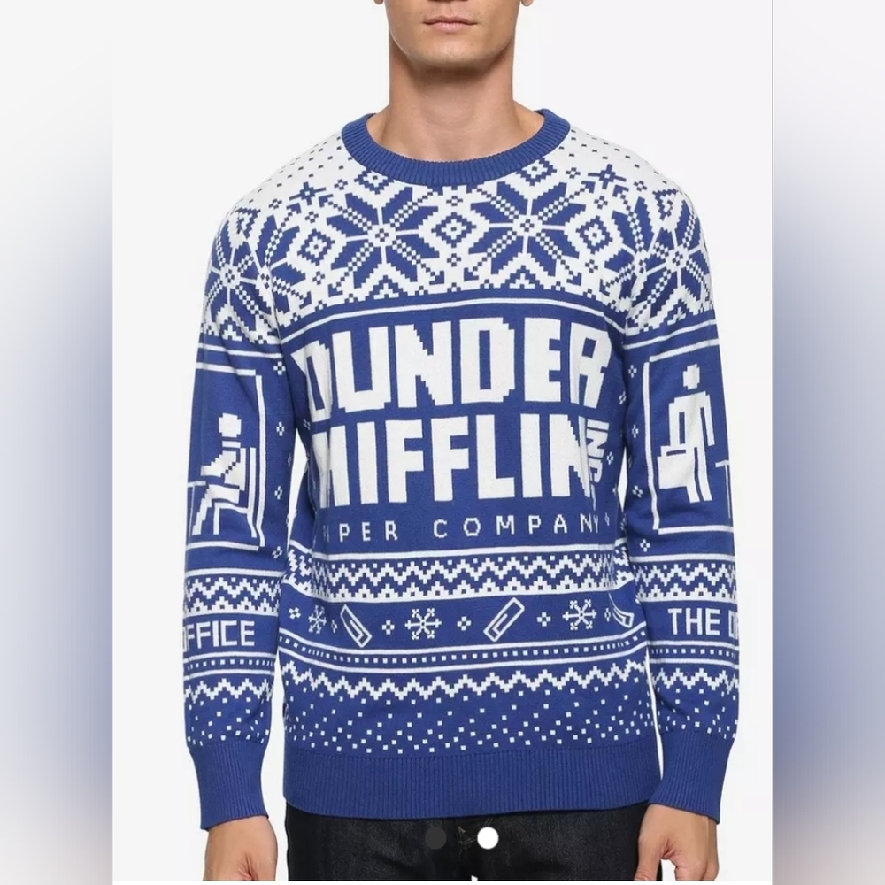 The Office Dunder Mifflin Fair Isle Ugly Christmas Holiday Sweater XS
